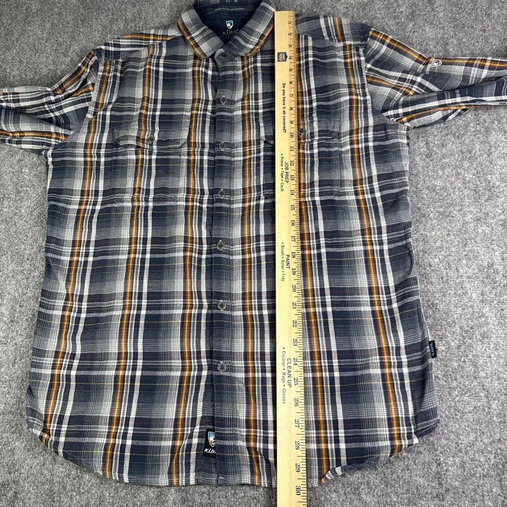 KUHL Men Blue Plaid Long Sleeve Button Up Shirt Outdoor Hiking Workwear Size L - Picture 9 of 9